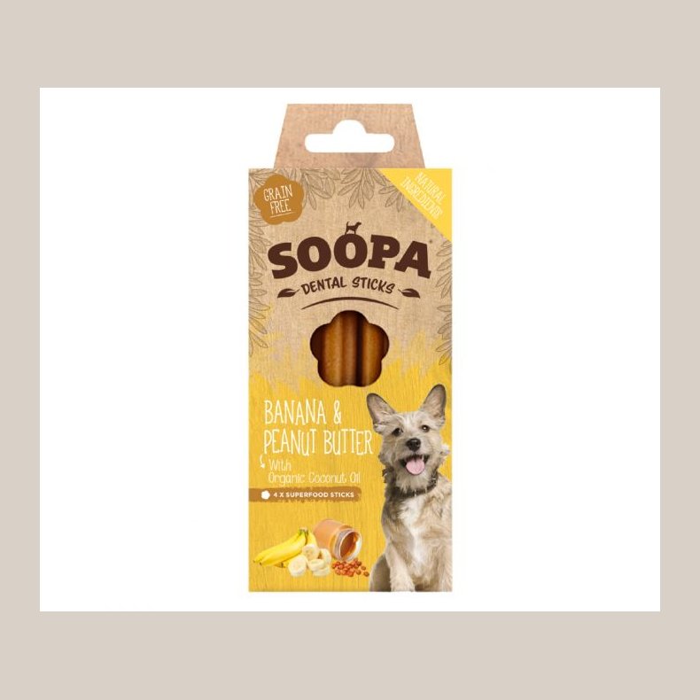 SOOPA Dental Sticks Banana og &amp; Peanut Butter 100g